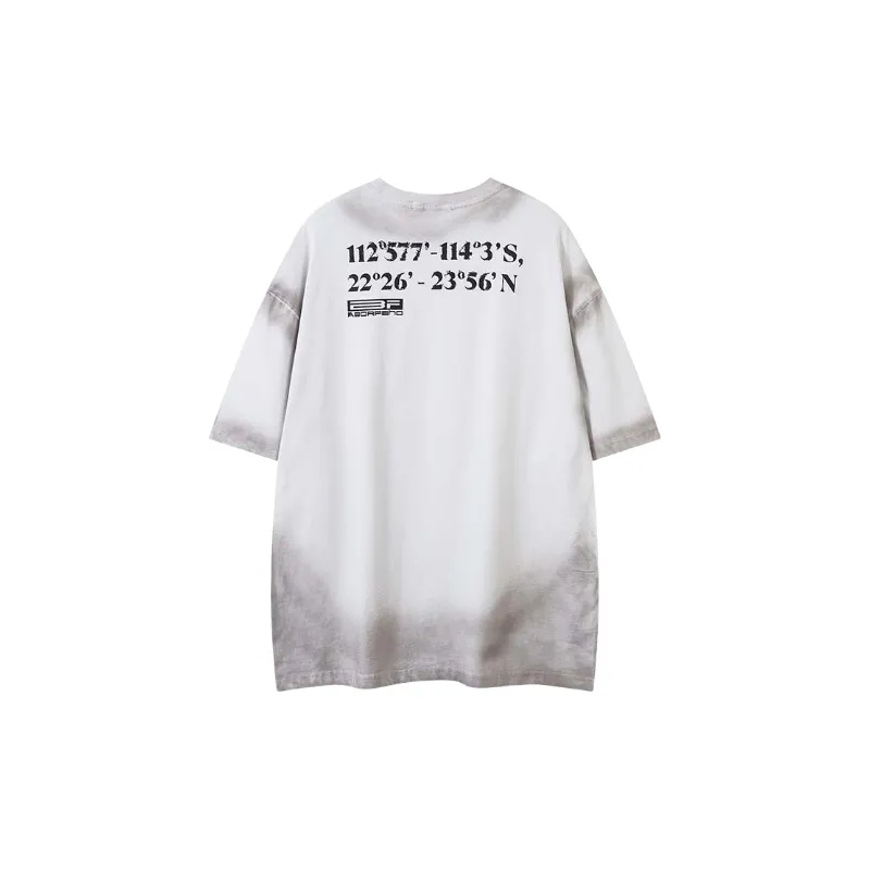 Retro Letter Cotton Blended Fabric T Shirt-3