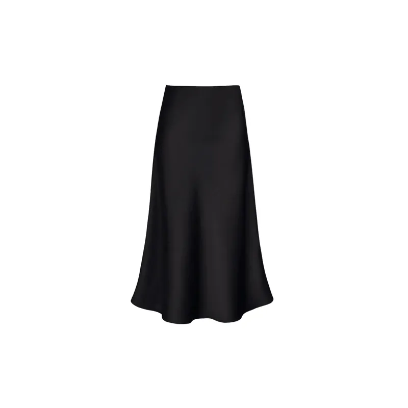 Simple Plain Acetate Skirt Women-0