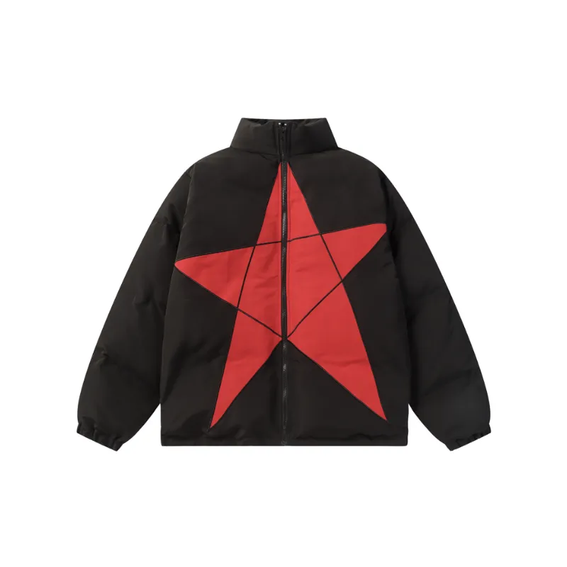 Retro Star Pic Color matching Cotton padded Coat-0