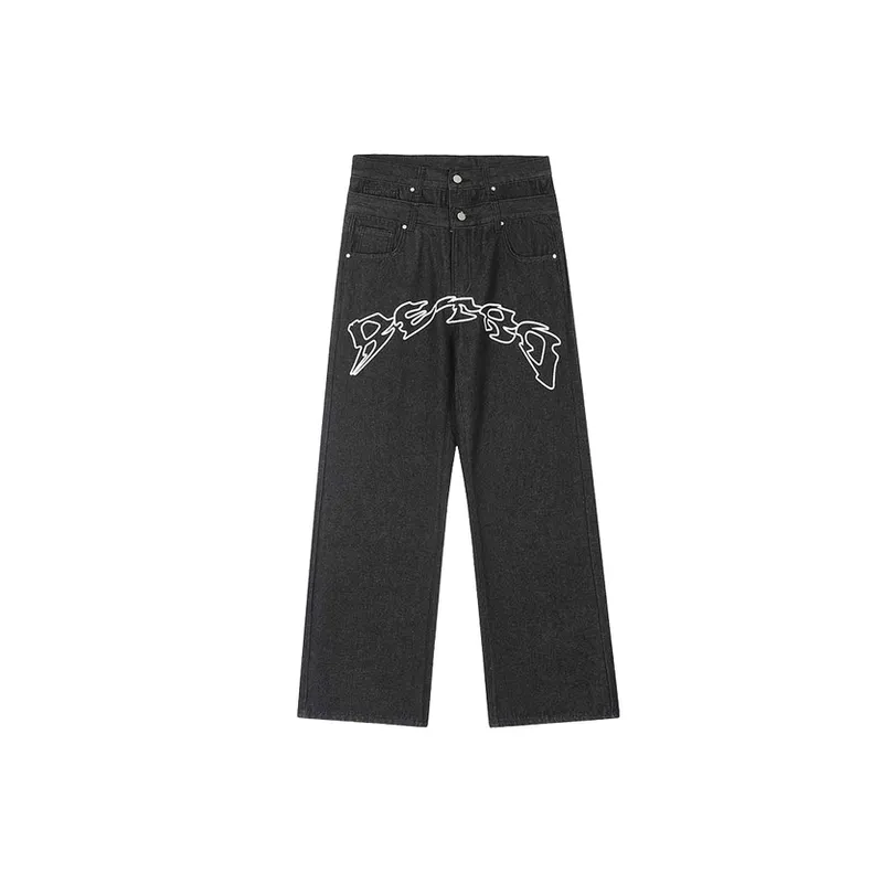 Loose Trendy Casual Letter Star Print Jeans
