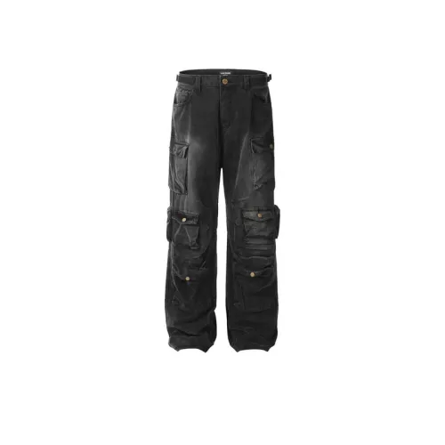 Multi-pocket Crane Spray-painted Old Functional Tactical Pants