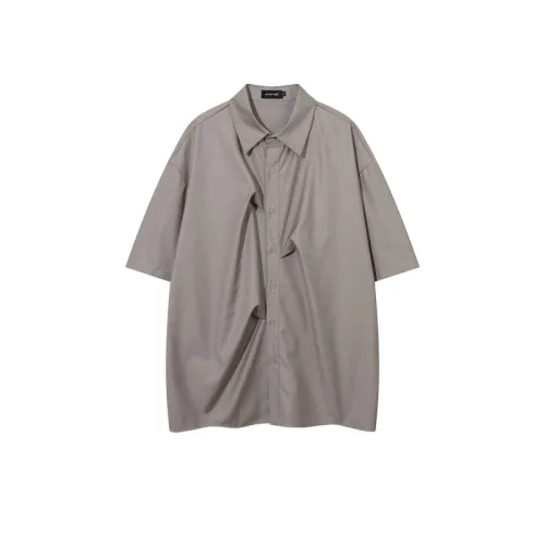 Pleated Solid Color Short-sleeved Shirt