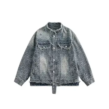 Leopard Denim Jacket Casual Workwear Jacket