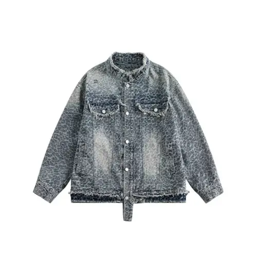 Leopard Denim Jacket Casual Workwear Jacket