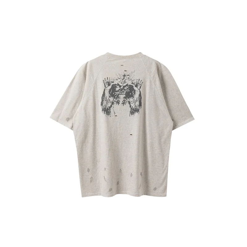 Retro Graffiti Print Short Sleeve T shirt-1