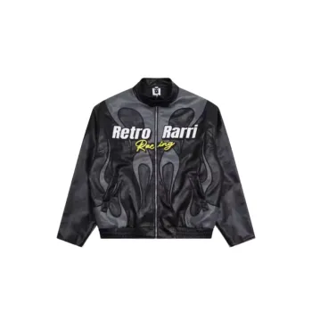 Embroidered Letter Leather Jacket