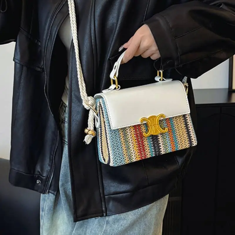 Fashion Contrast Color Handbag Women-4