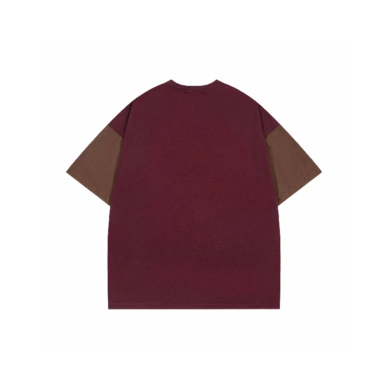 Casual Contrast Color Cotton T Shirt Unisex-1