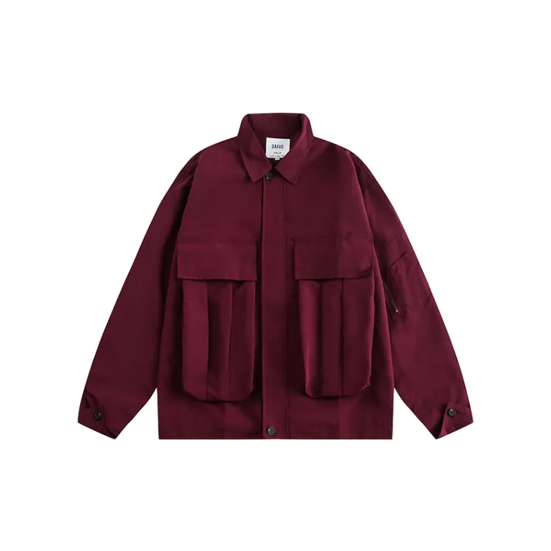 Retro Functional Frock Laps Large Pocket Button Jacket-8