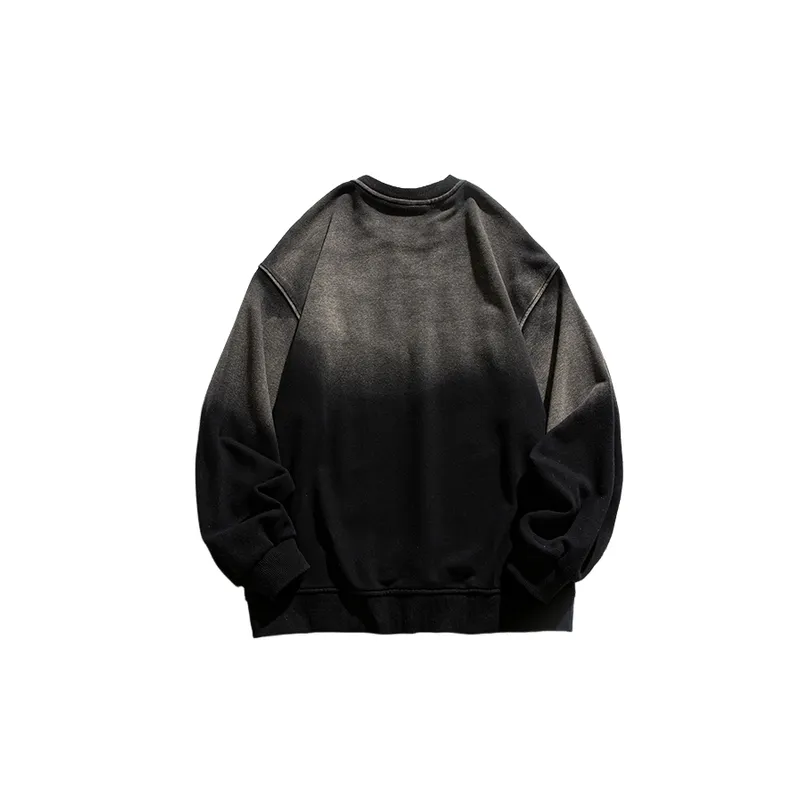 Washed Gradient Casual Printing Pullover Sweatshirt-1