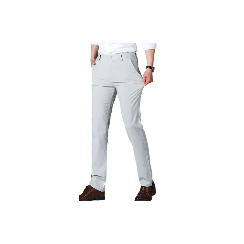 Fashionable Plain Cotton Suit Trousers-16