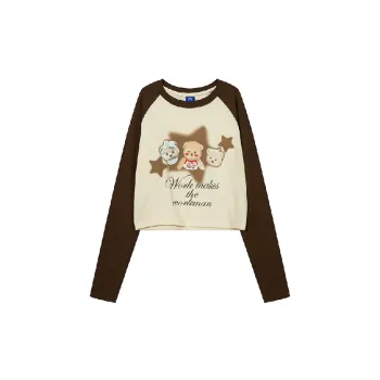 Fashionable Printed Long Sleeve Cotton T Shirt Women