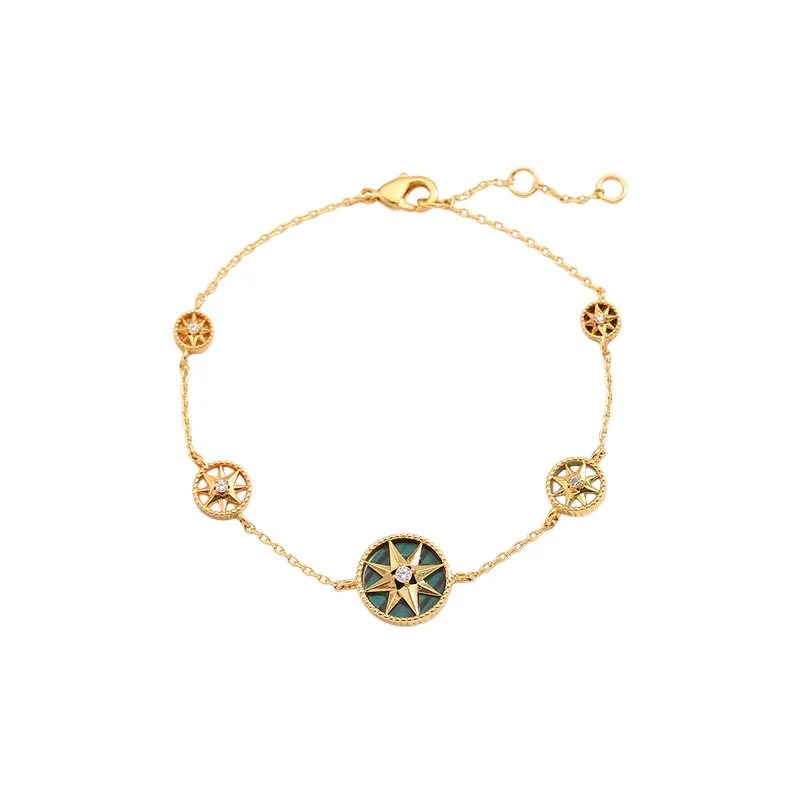 Copper Plated Real Gold Zirconium Bamang Star Multicolor Bracelet