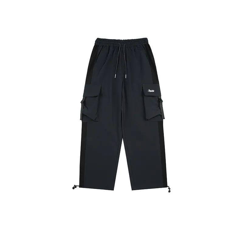 Retro Contrast Color Splice Multi Pocket Cargo Pants-0