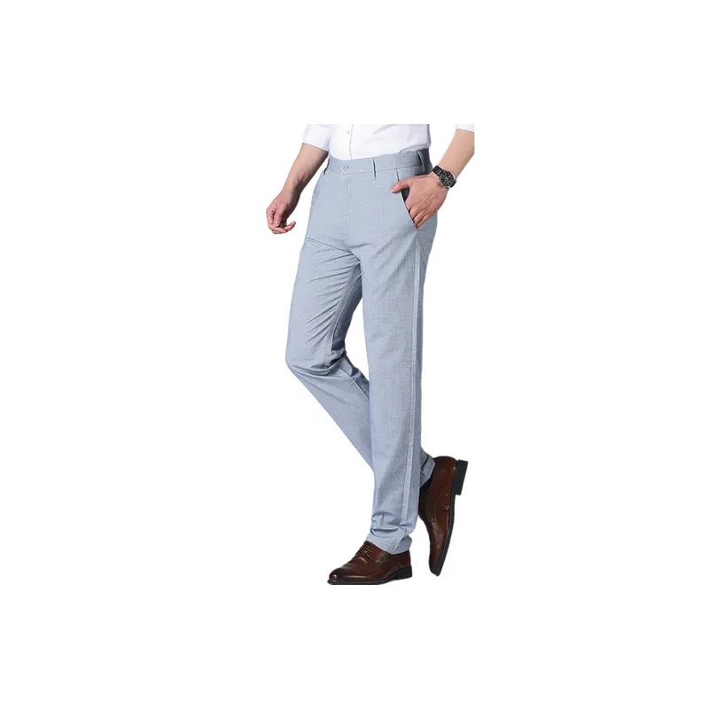 Fashionable Plain Cotton Suit Trousers-6