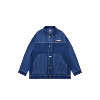 Striped Embroidered Denim Jacket