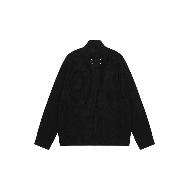 New Style High Collar Zipper Wool Cardigan Solid Color Sweater-6