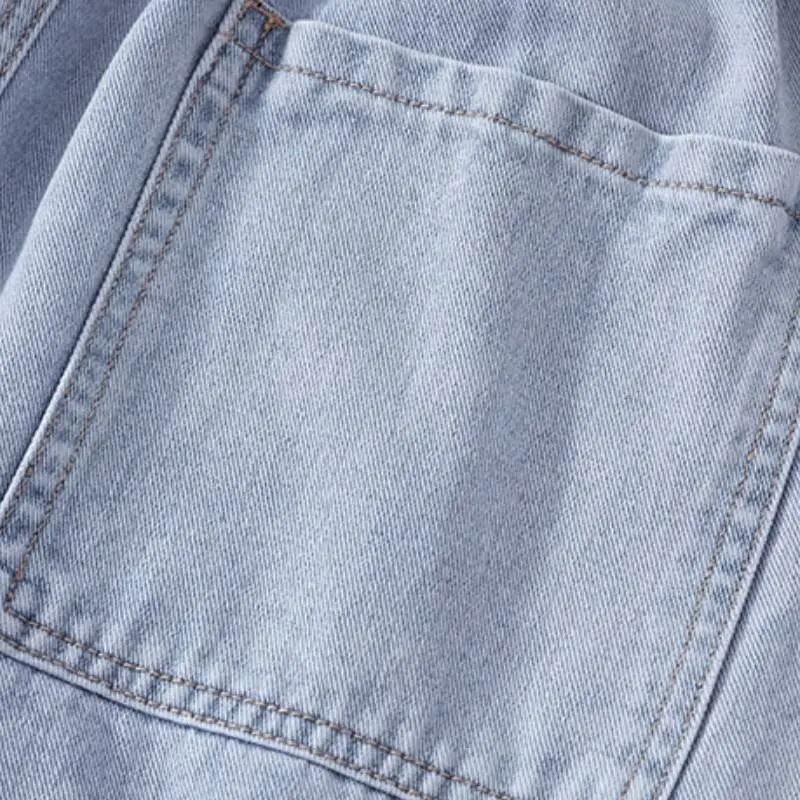 Trendy Loose Straight Wide Leg Denim Cargo Pants-4