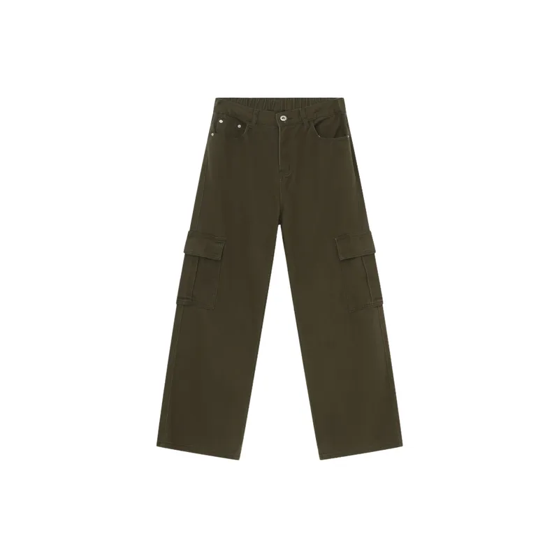 Fashionable Loose Cotton Cargo Pants-0