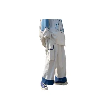 Contrast Color Pocket Wide Leg Pants