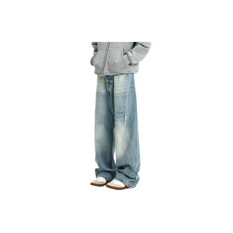 Retro Washed Straight Leg Jeans-1