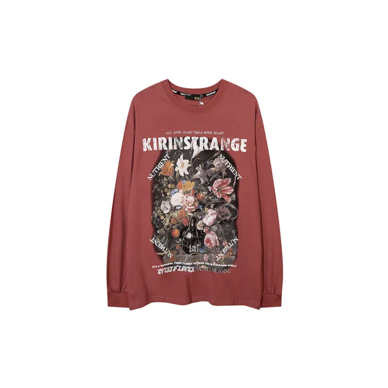 Original Vintage Floral Print Street Long Sleeve T shirt-0