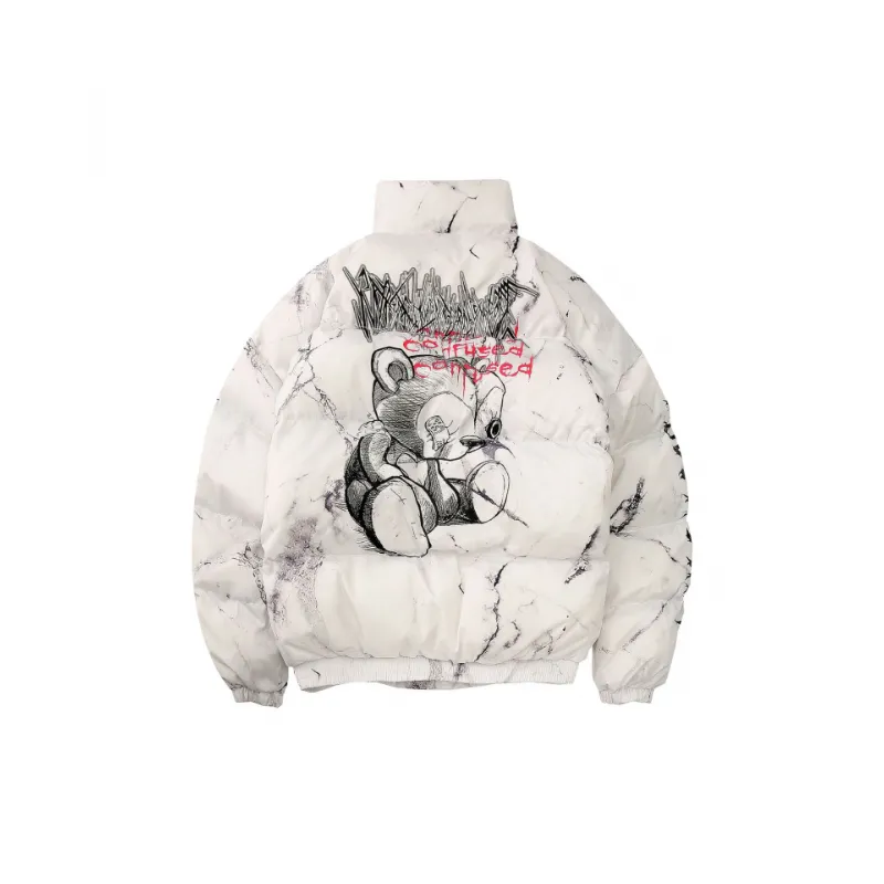 Graffiti Dark Wind Bear Cotton padded Jacket-5