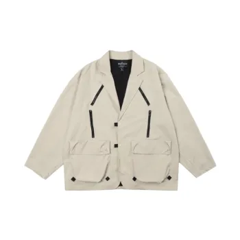 High Street Style Personalized Multi Pocket Loose Casual Jacket