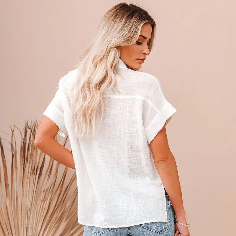 Casual Plain Cotton Shirt Women-1