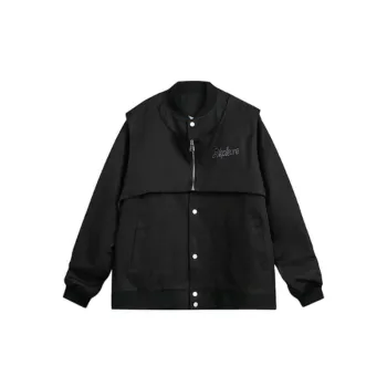 Embroidered Letter Fake Two piece Jacket