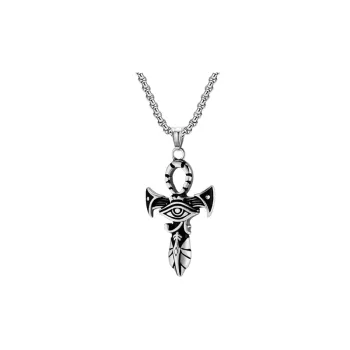 Retro Style Horus Eye Cross Titanium Steel Necklace