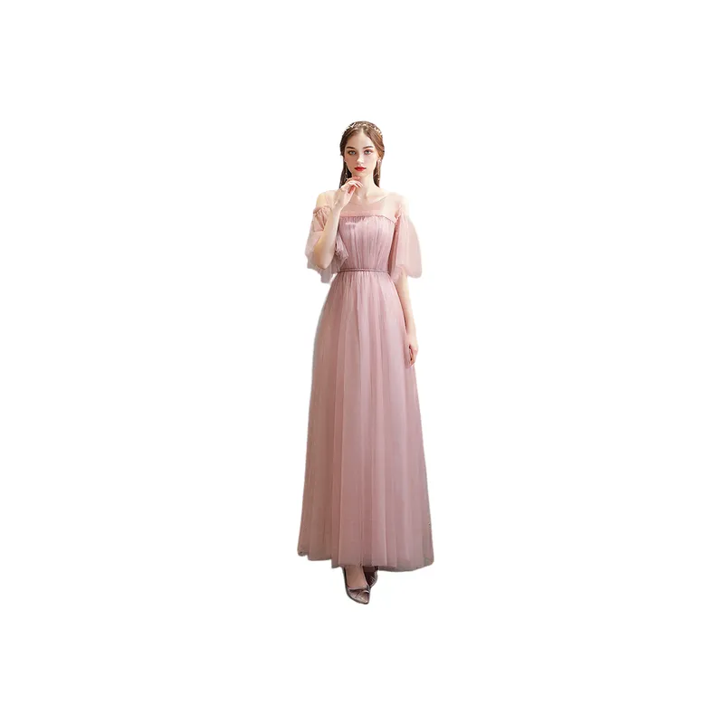Elegant Plain Polyester Dress Women-2