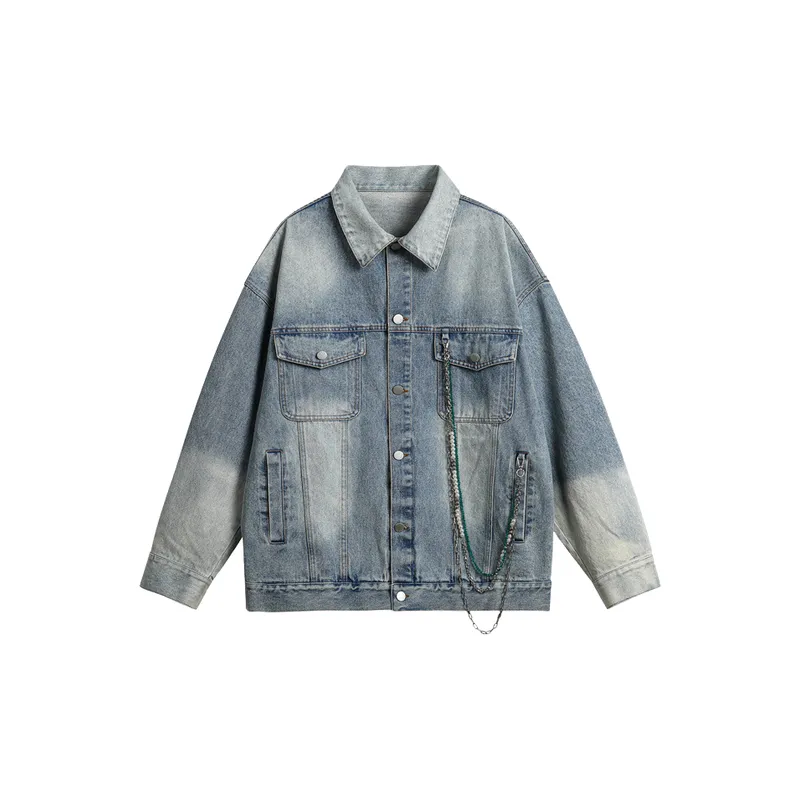 Niche Chain Decoration Loose Embroidered Denim Jacket