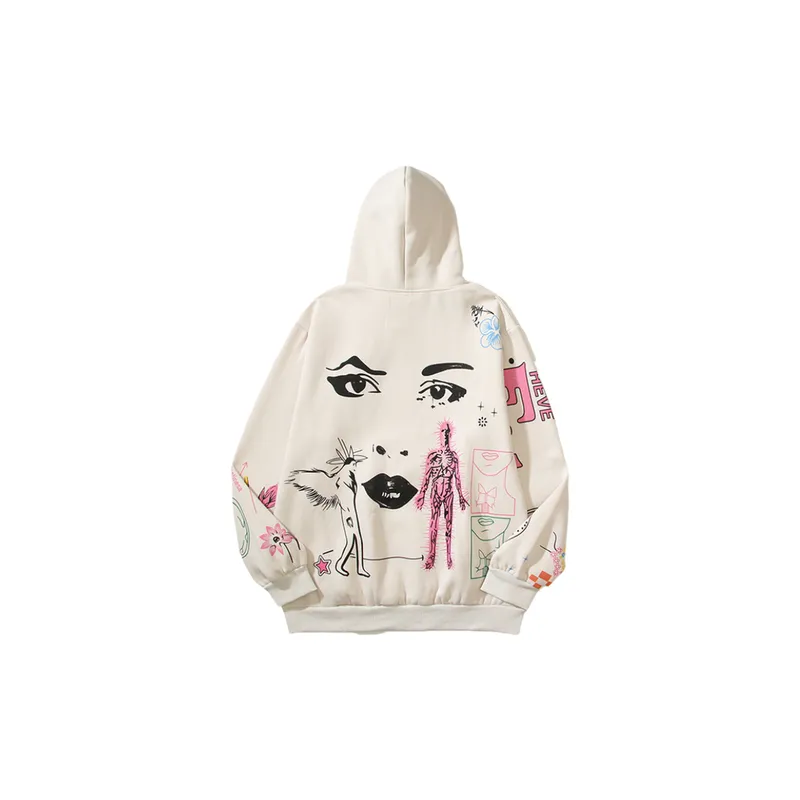 Pure Cotton High Street Hand painted Graffiti Hoodie Sweater-1