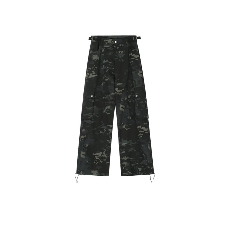 Drawstring Camouflage Cargo Pants-0