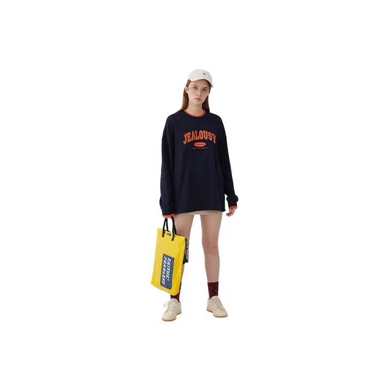 Embroidered Letters Oversize Long Sleeve Sweatshirt-7