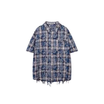 Washed Nostalgic Tassel Design Shirt