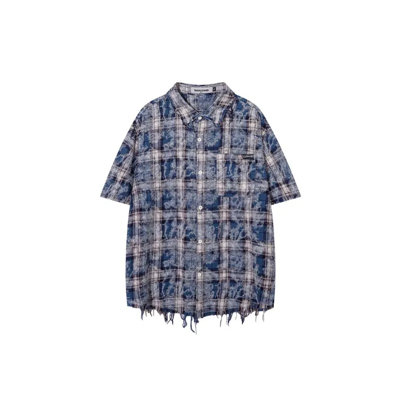 Washed Nostalgic Tassel Design Shirt-0