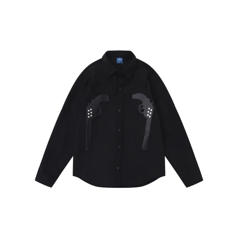 Hiphop Western Pistol Long Sleeve Shirt-6