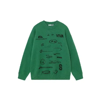 Retro Letter Cotton Blended Fabric Sweater