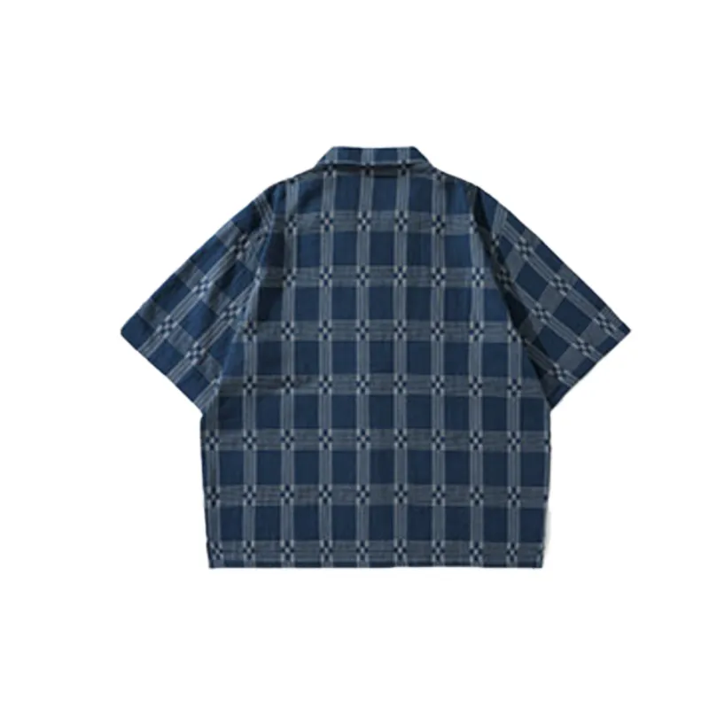 Fashionable Plaid Denim Shirt-1