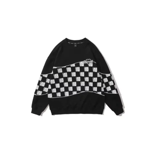 Chessboard Design Fashion Brand Loose Long-sleeved T-shirt