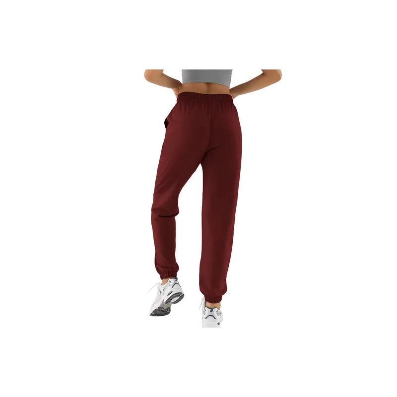 Simple Plain Knitted Fabric Casual Pants Women-3