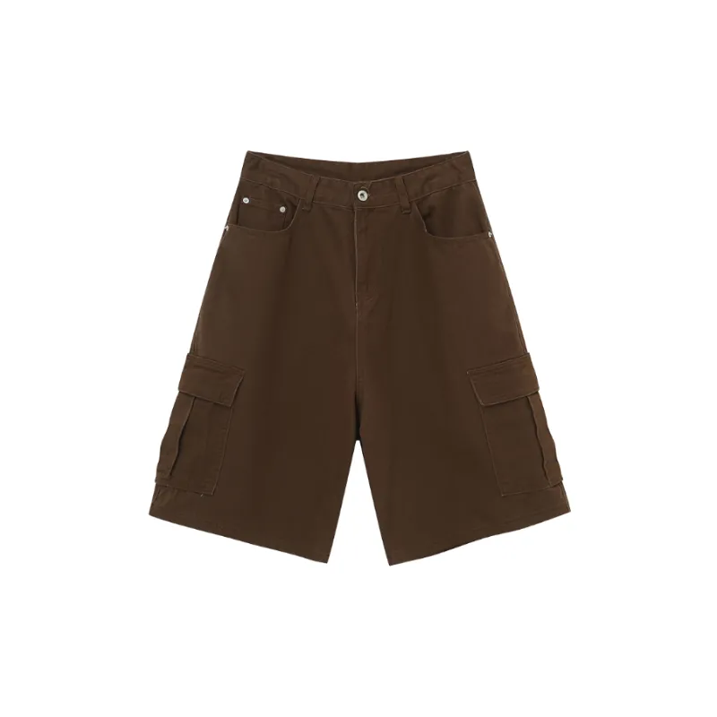 Simple Plain Cotton Cargo Shorts Unisex-1