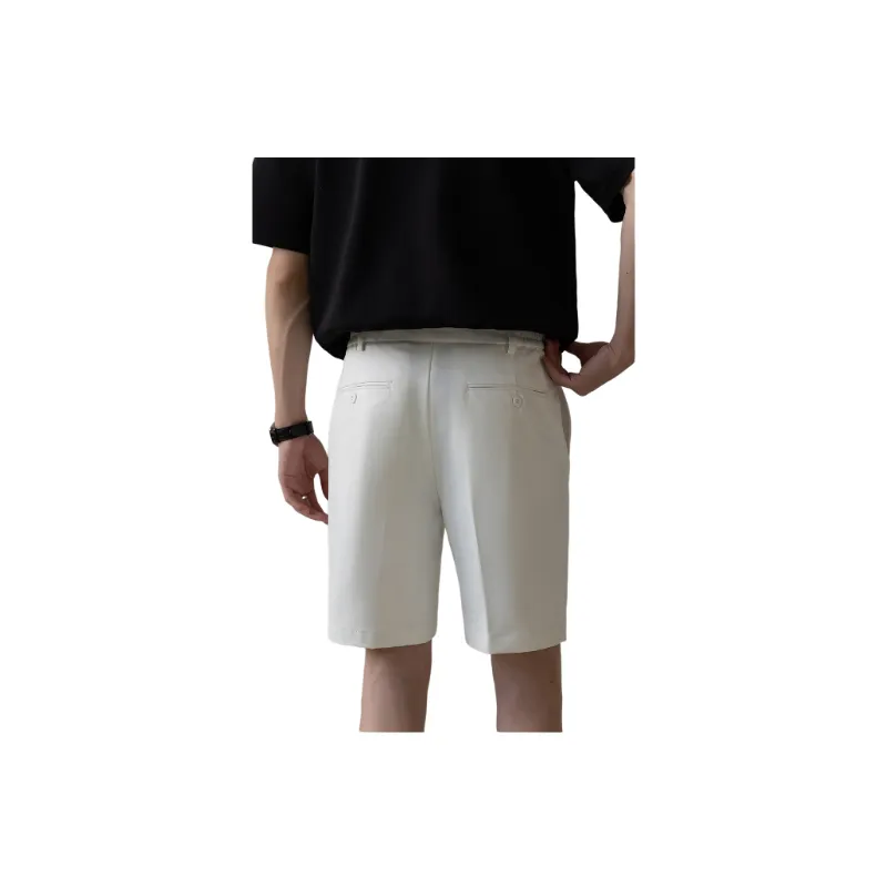 Plain Straight Leg Polyester Casual Shorts-3