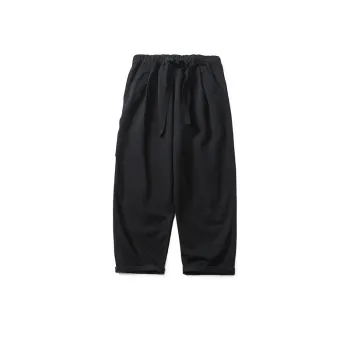 Solid Color Drawstring Casual Pants
