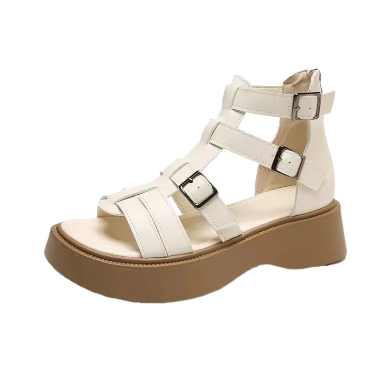 Retro Plain Roman Sandals-2