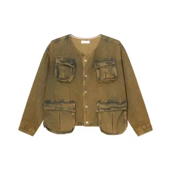 Distressed Loose Washed Multi pocket Denim Jacket