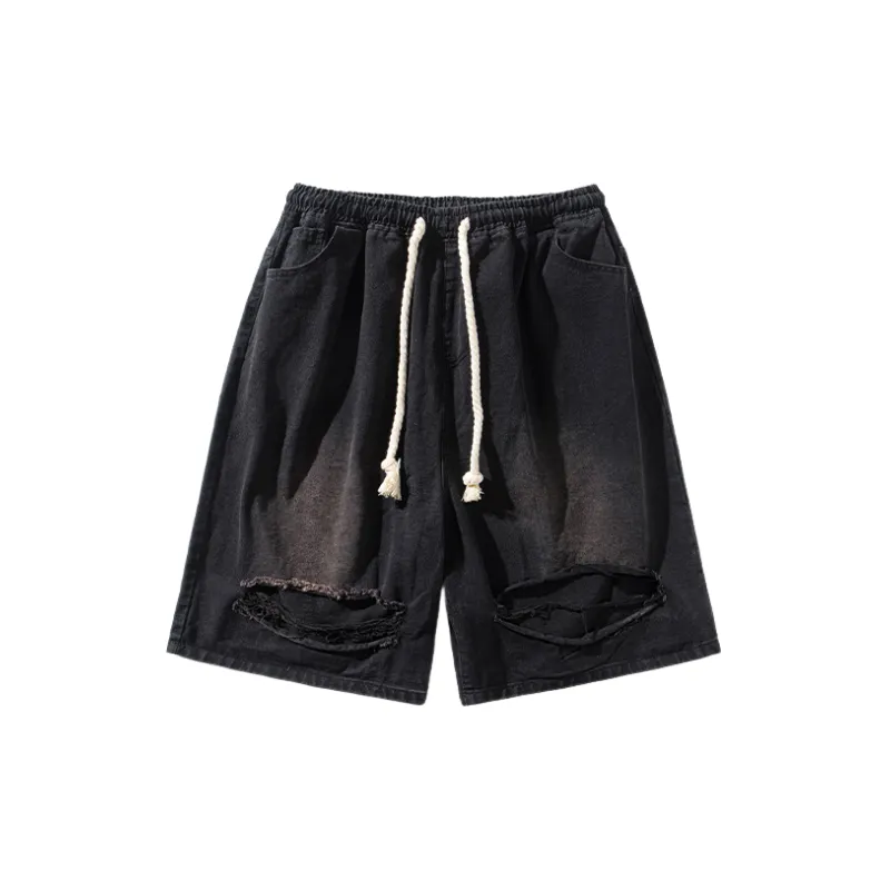 Fashionable Ripped Denim Shorts-10