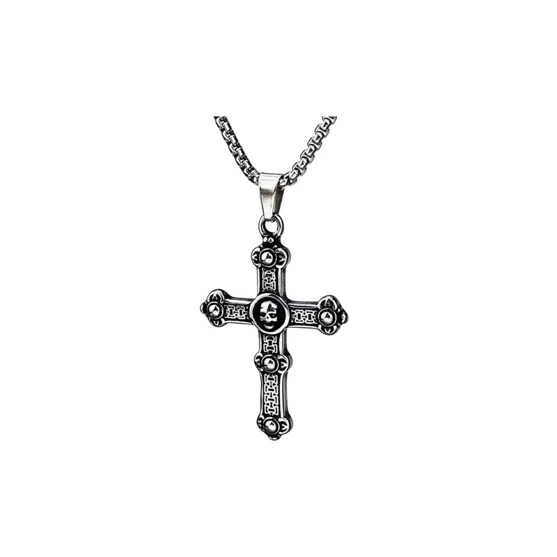 Cross Stainless Steel Skull Vintage Necklace-0